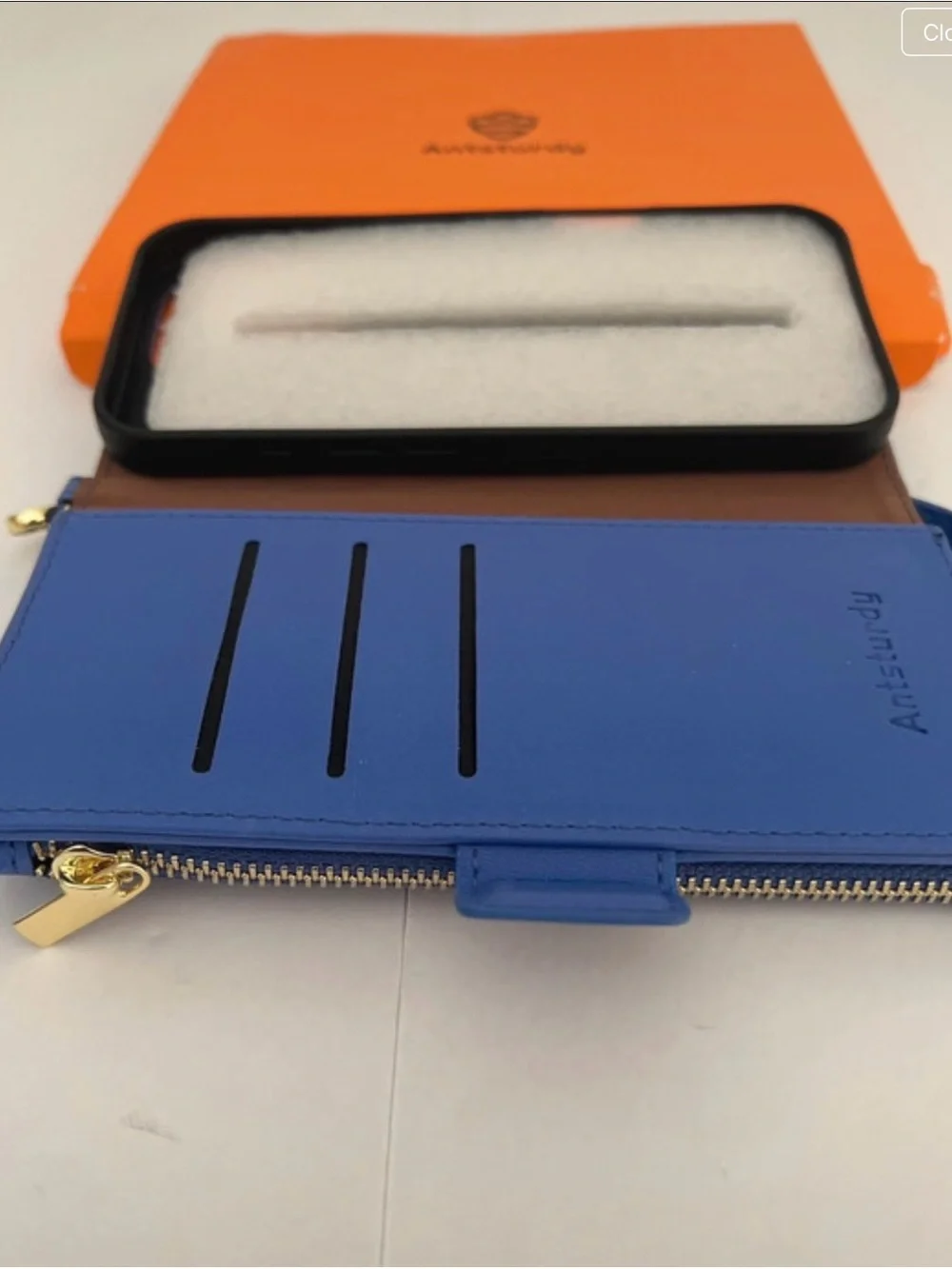 Blue Leather Wallet Phone Case with Card Slots I phone 16 pro